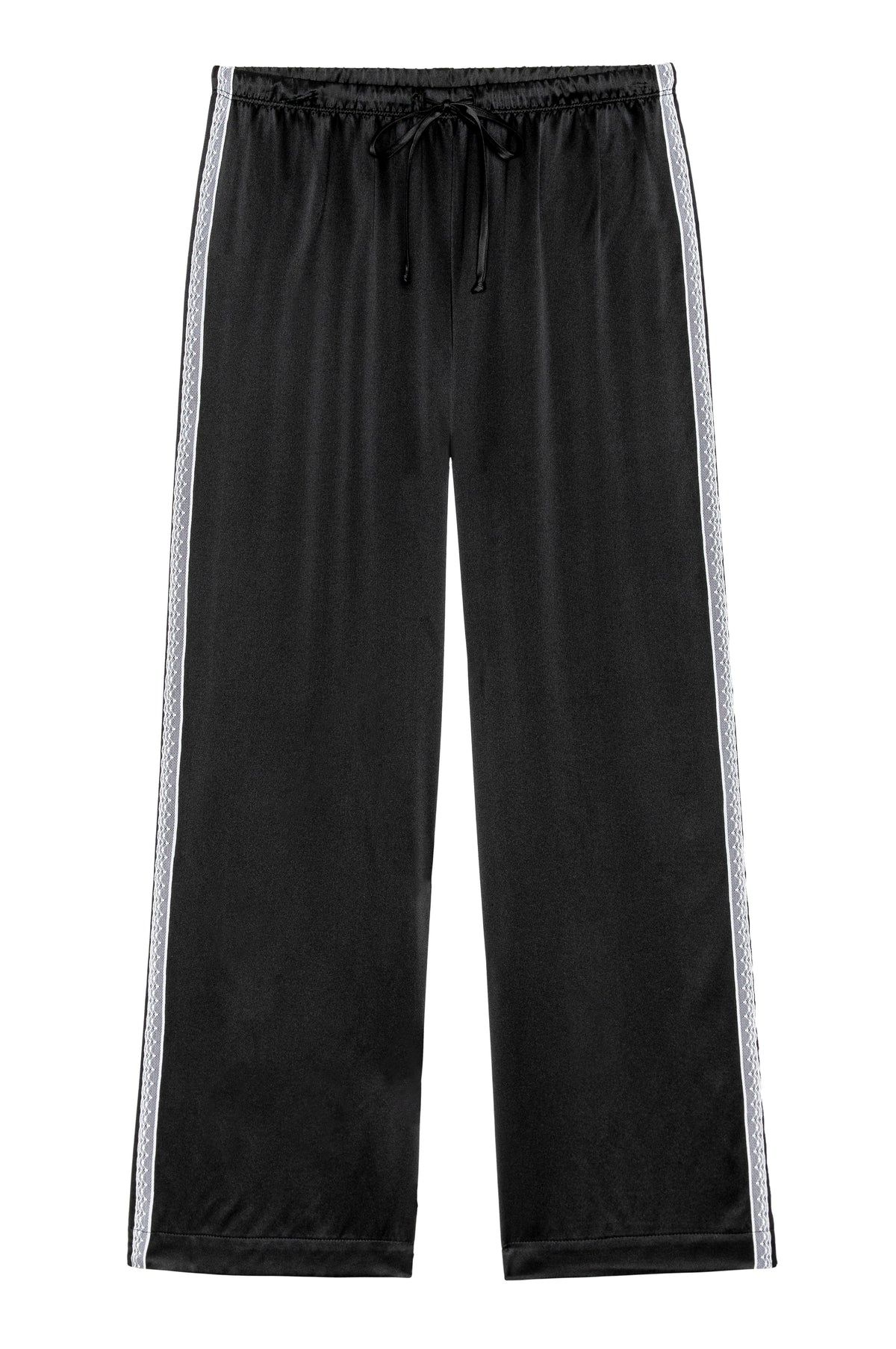 Donni Silk Lace Stripe Crop Pant - Black