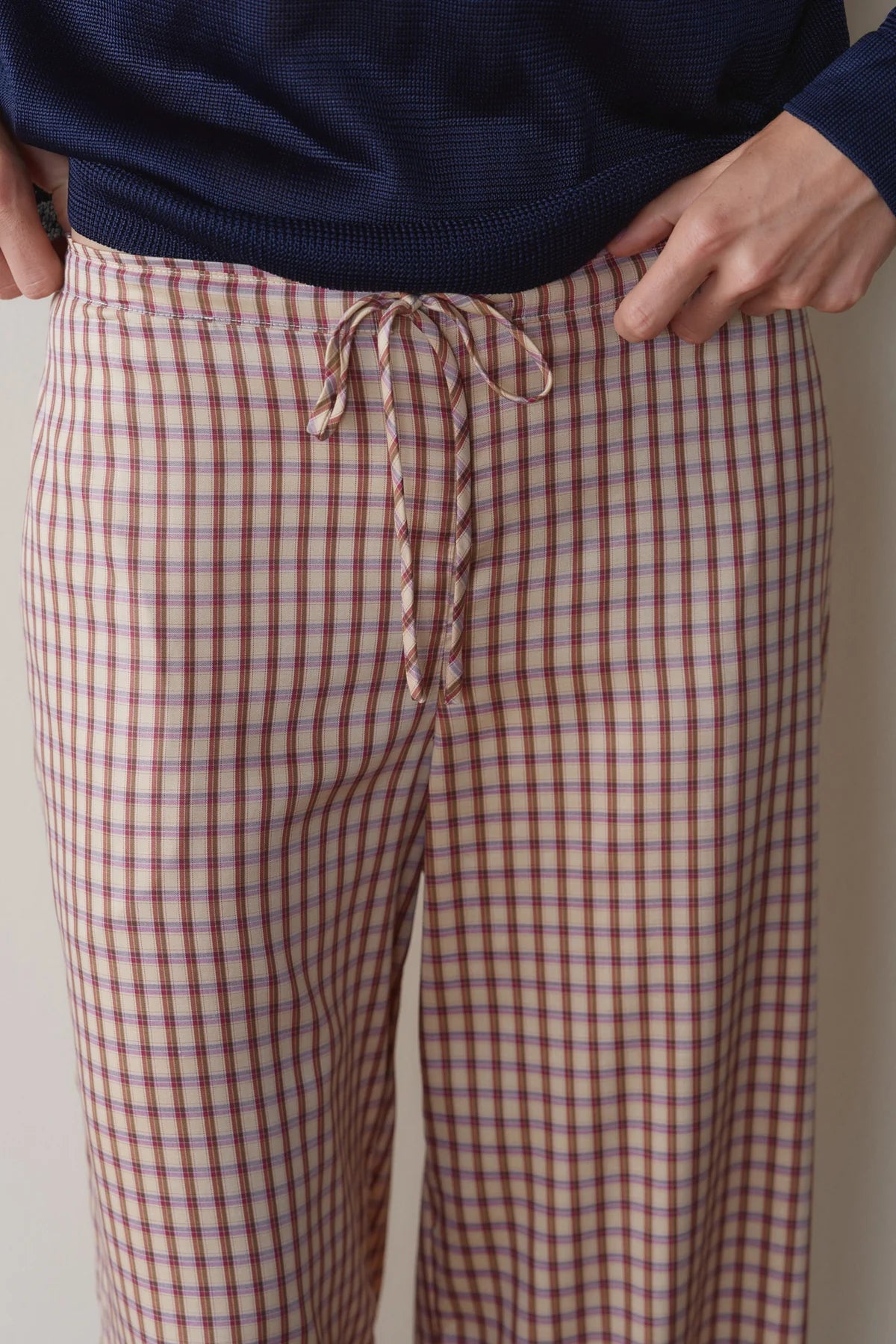 Donni Tencel Plaid Tie Pant
