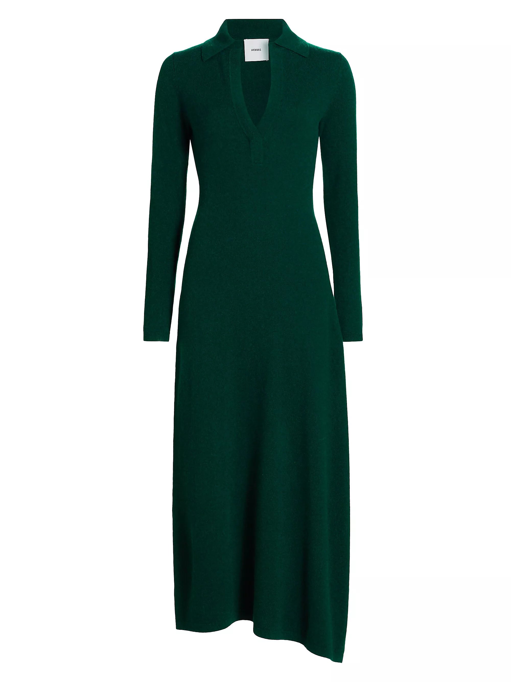 Aknvas Minerva Green Cashmere Sweater Dress