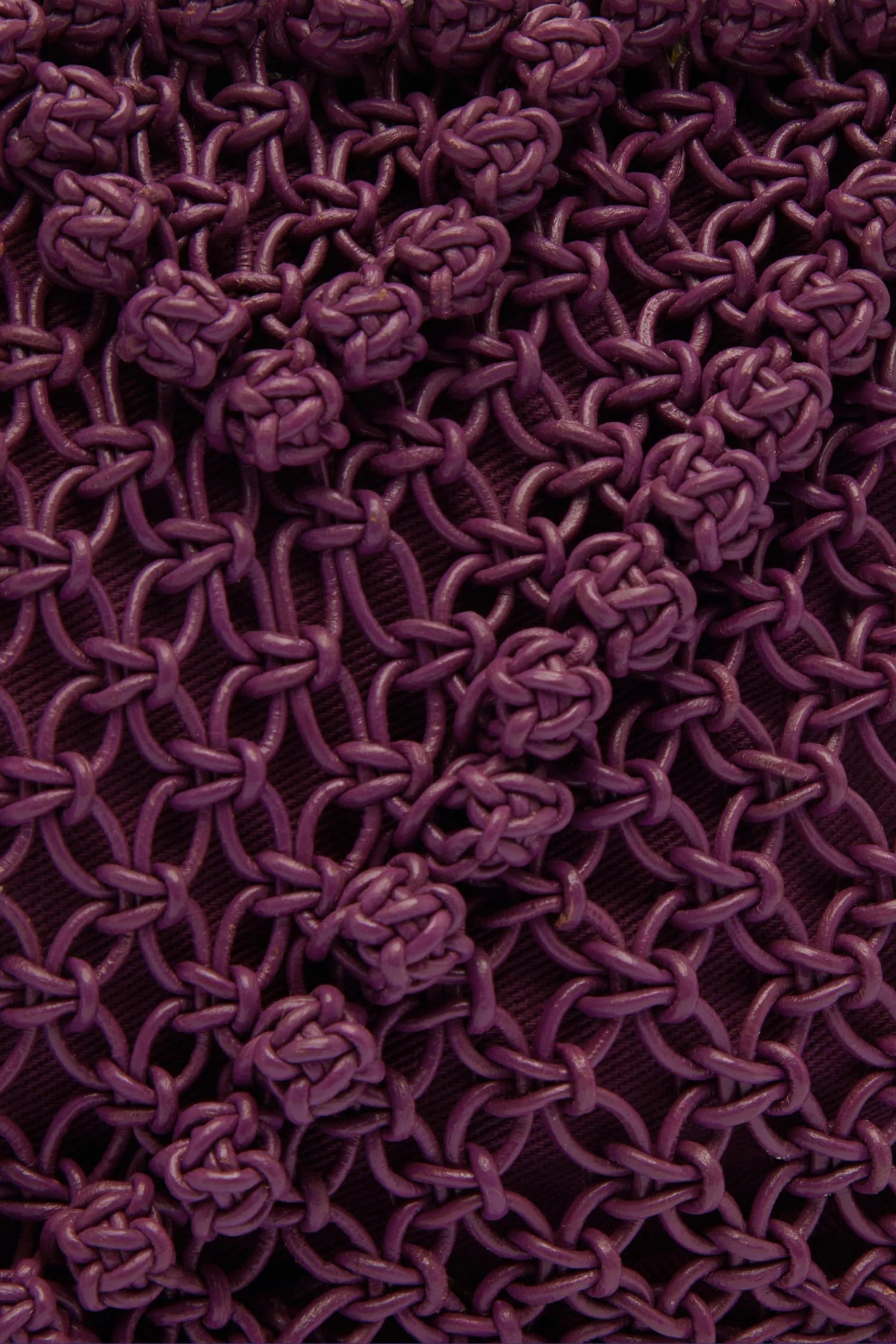 Alemais Leather Macrame Clutch - Grape