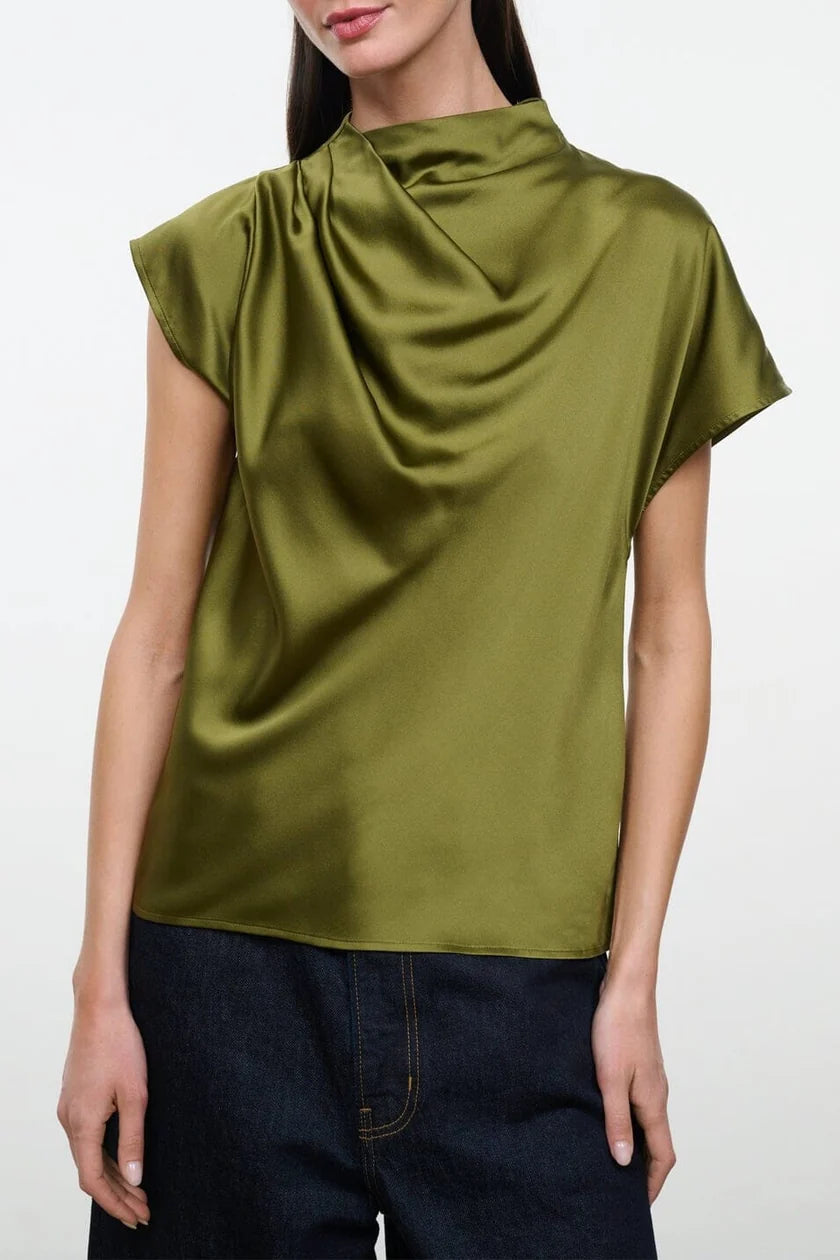 Staud Davina Silk Top - Pear